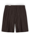 Deep Truffle Kay Linen Blend Relaxed Fit Shorts