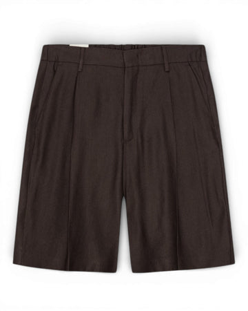 Deep Truffle Kay Linen Blend Relaxed Fit Shorts