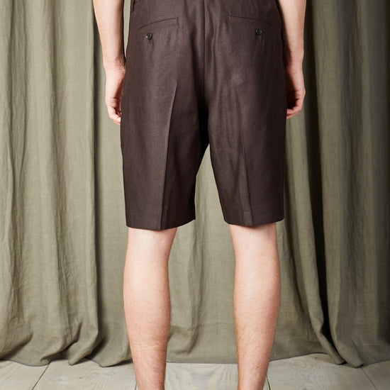 Deep Truffle Kay Linen Blend Relaxed Fit Shorts