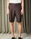 Deep Truffle Kay Linen Blend Relaxed Fit Shorts