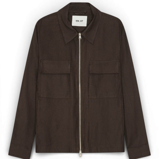 Deep Truffle Alban Linen Blend Overshirt