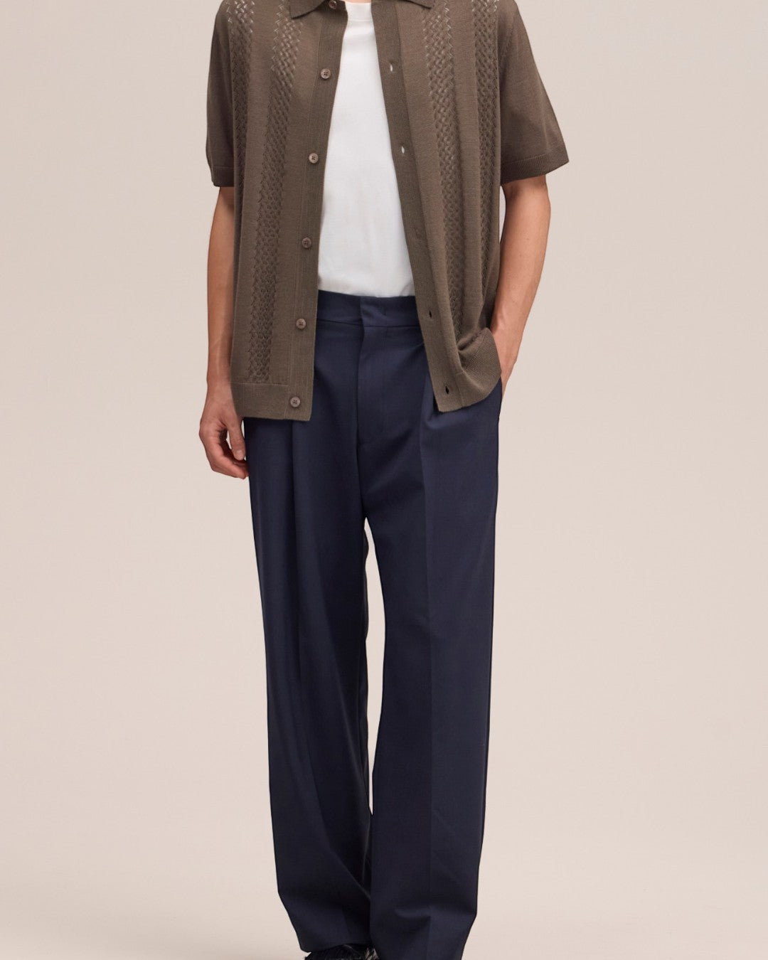 Mable Husk Thor Lightweight Wool Blend Button Down Polo