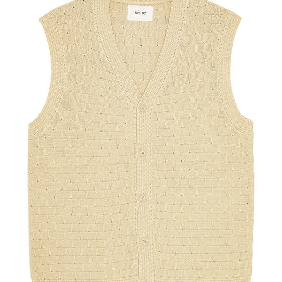 Ecru Reece Lightweight Cotton Button Down Vest