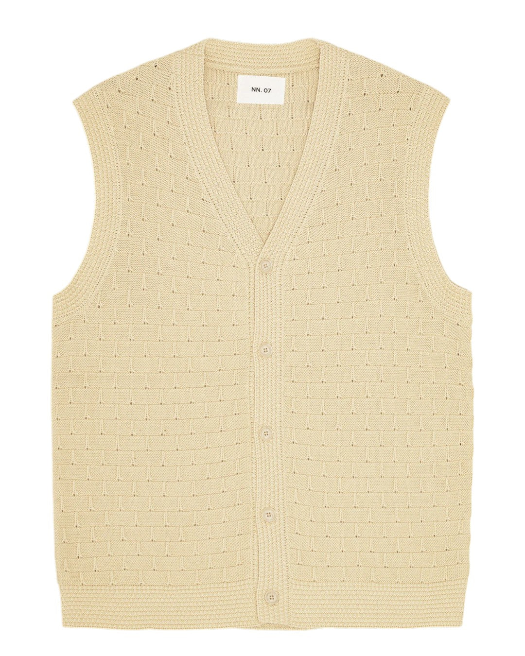 Ecru Reece Lightweight Cotton Button Down Vest