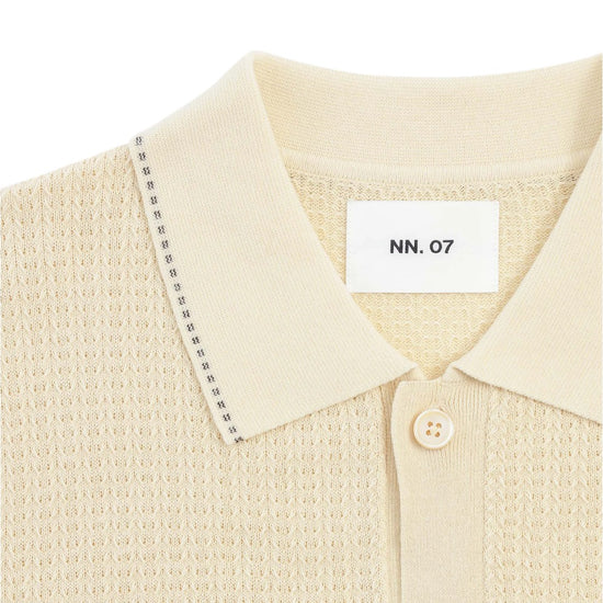Ivory Nalo Knitted Cotton Button Down Polo