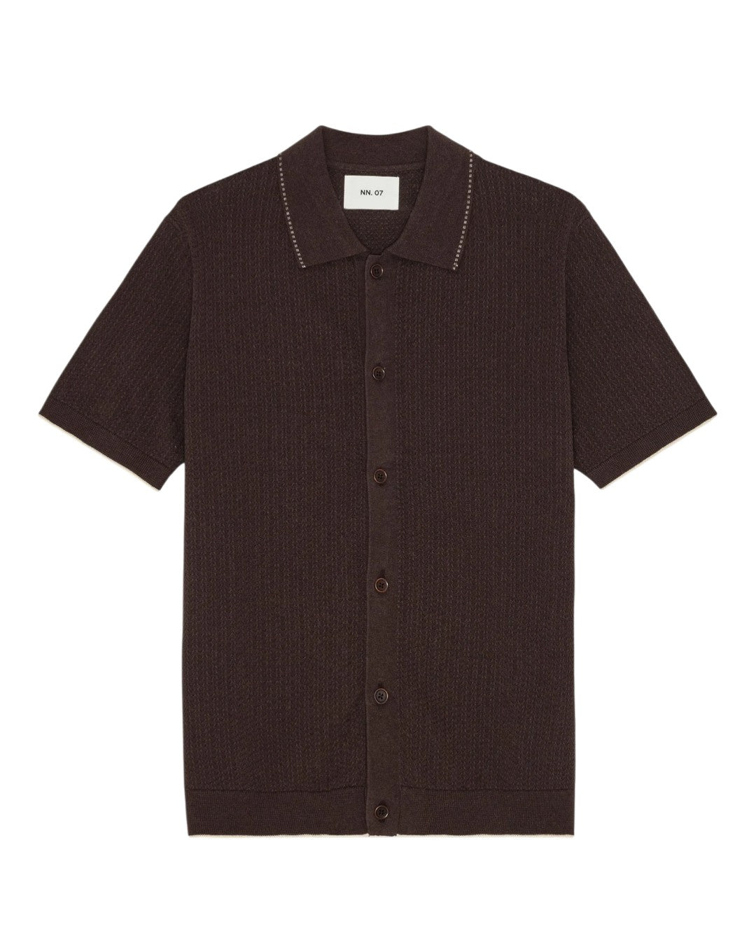 Deep Truffle Nalo Knitted Cotton Button Polo