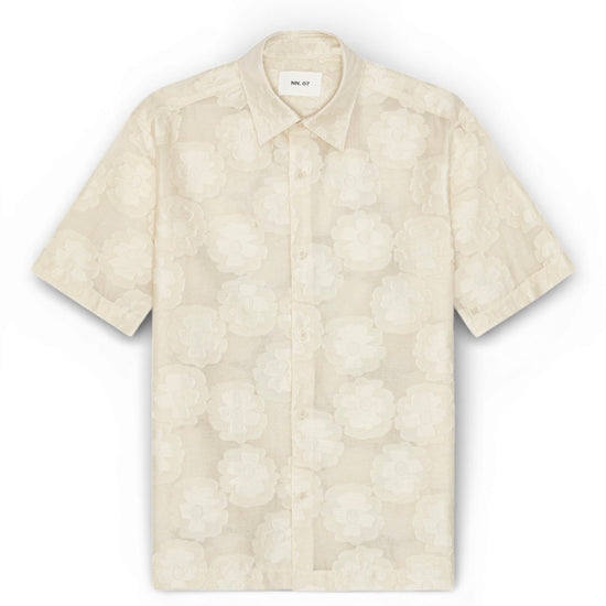Ivory Freddy SS NO PKT Yam Dyed Satin Dobby Weave Shirt