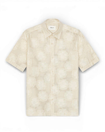 Ivory Freddy SS NO PKT Yam Dyed Satin Dobby Weave Shirt