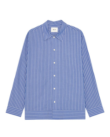 Aqua Stripe Reed Pima Cotton Relaxed Fit Shirt