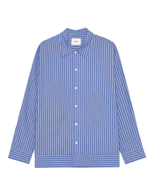 Aqua Stripe Reed Pima Cotton Relaxed Fit Shirt