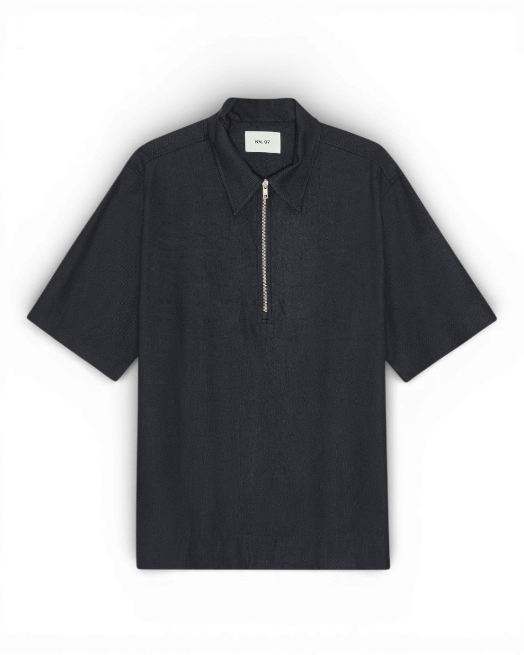 Deep Navy Bruno Linen Blend Half Zip Polo
