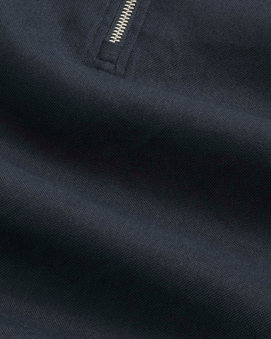 Deep Navy Bruno Linen Blend Half Zip Polo