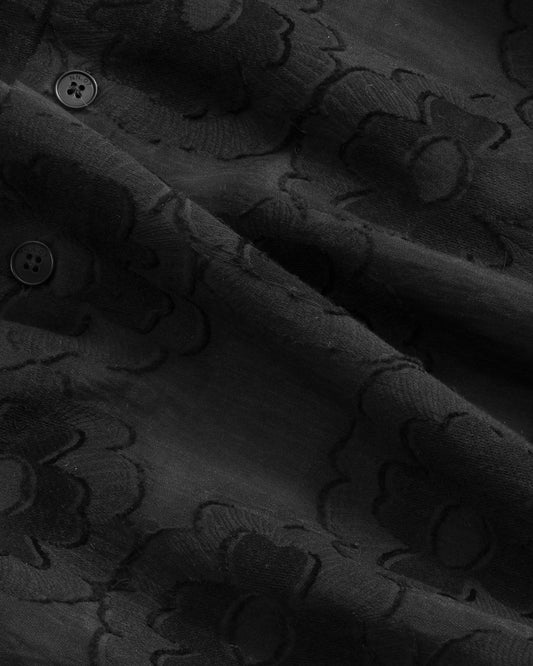 Black Freddy SS NO PKT Yam Dyed Satin Dobby Weave Shirt