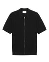 Black Gustav Lightweight Organic Cotton Full Zip Polo