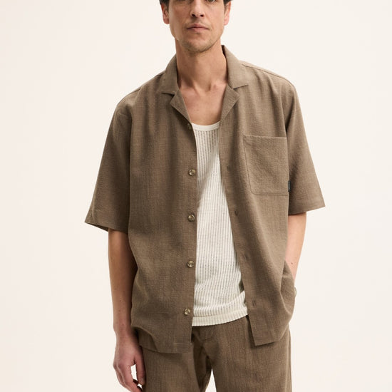 Earth Sage Wool-Linen Blend Shirt