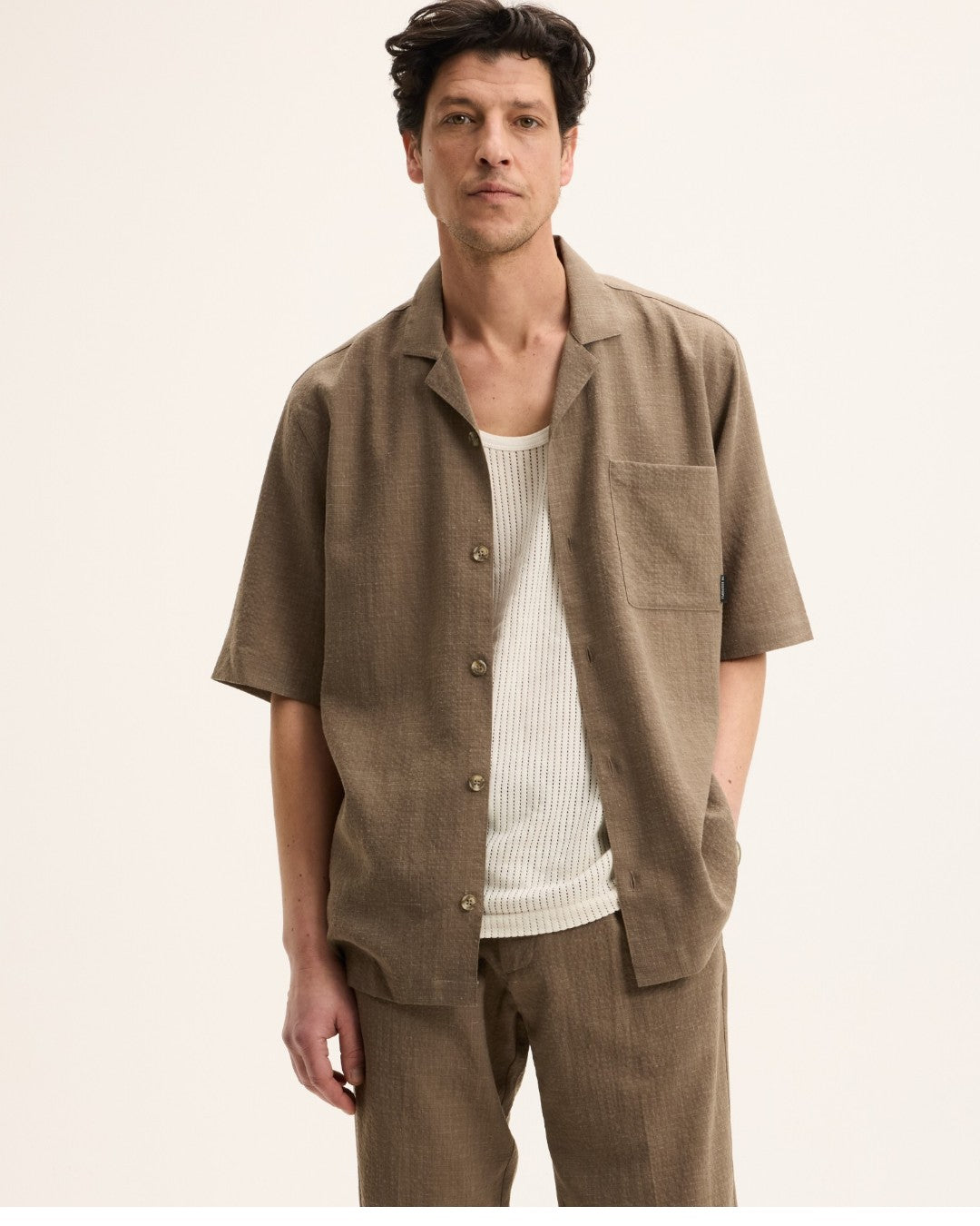 Earth Sage Wool-Linen Blend Shirt