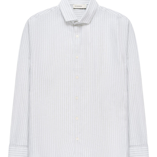 Mint Green Off White Subway Linen Blend Shirt