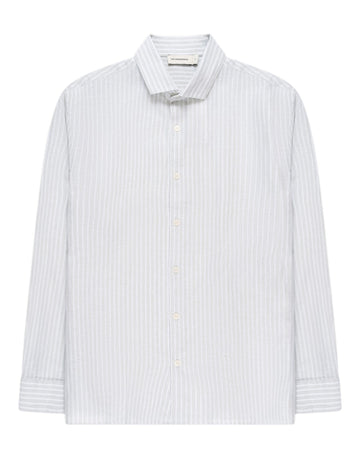 Mint Green Off White Subway Linen Blend Shirt