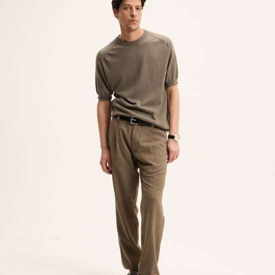 Sand Bart Wool Blend Tapered Fit Trousers
