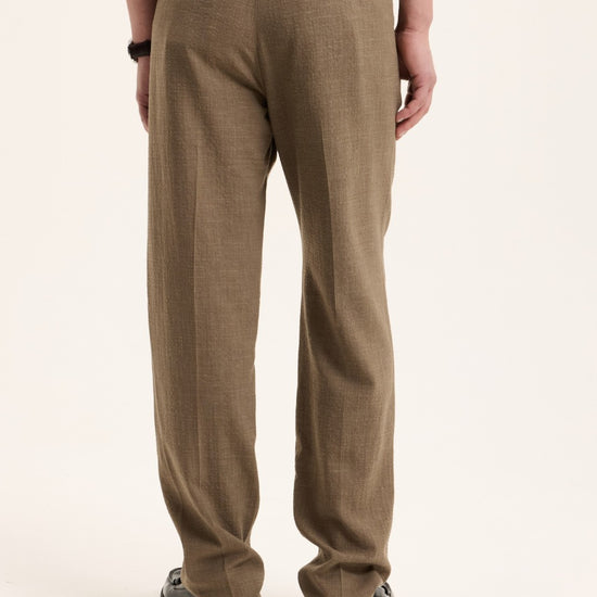 Sand Bart Wool Blend Tapered Fit Trousers