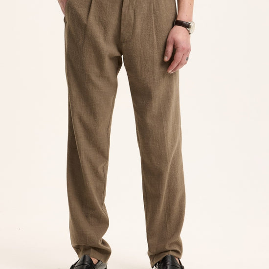 Sand Bart Wool Blend Tapered Fit Trousers