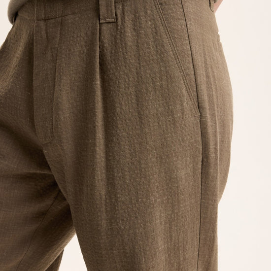 Sand Bart Wool Blend Tapered Fit Trousers