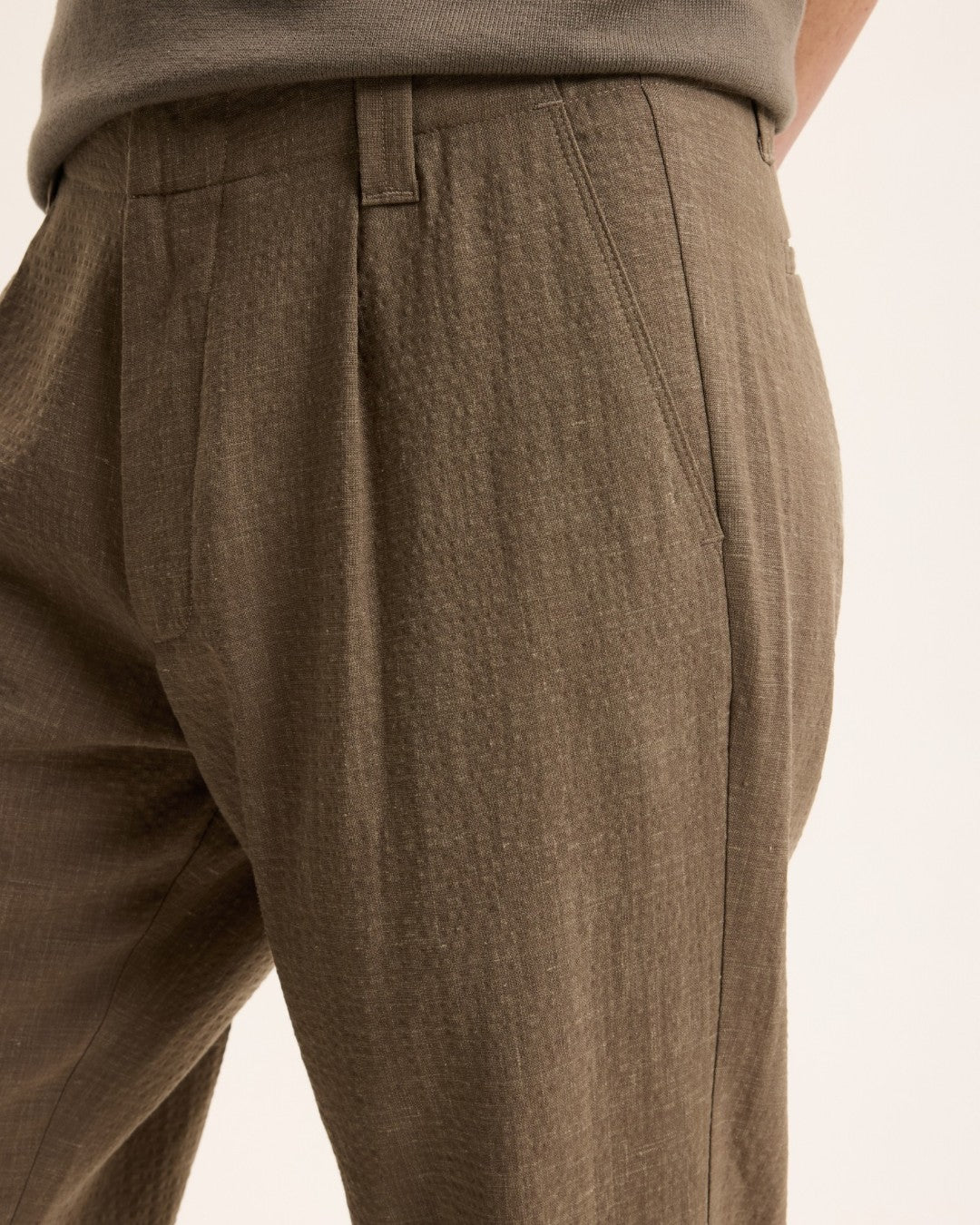 Sand Bart Wool Blend Tapered Fit Trousers