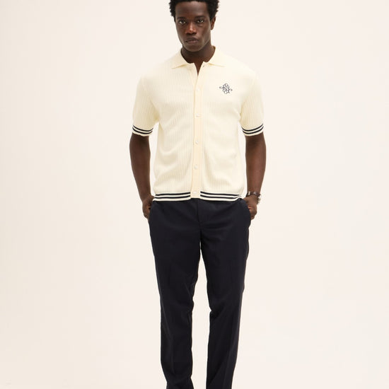 Off White PShirt Knitted Cotton Button Up Shirt