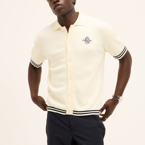 Off White PShirt Knitted Cotton Button Up Shirt