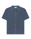 Stone Blue PVest Knitted Cotton Button Up Polo