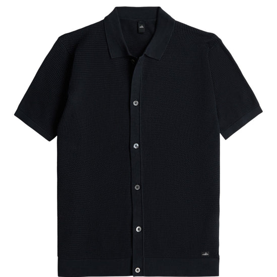Night Blue Knitted Combed Cotton Structured Polo