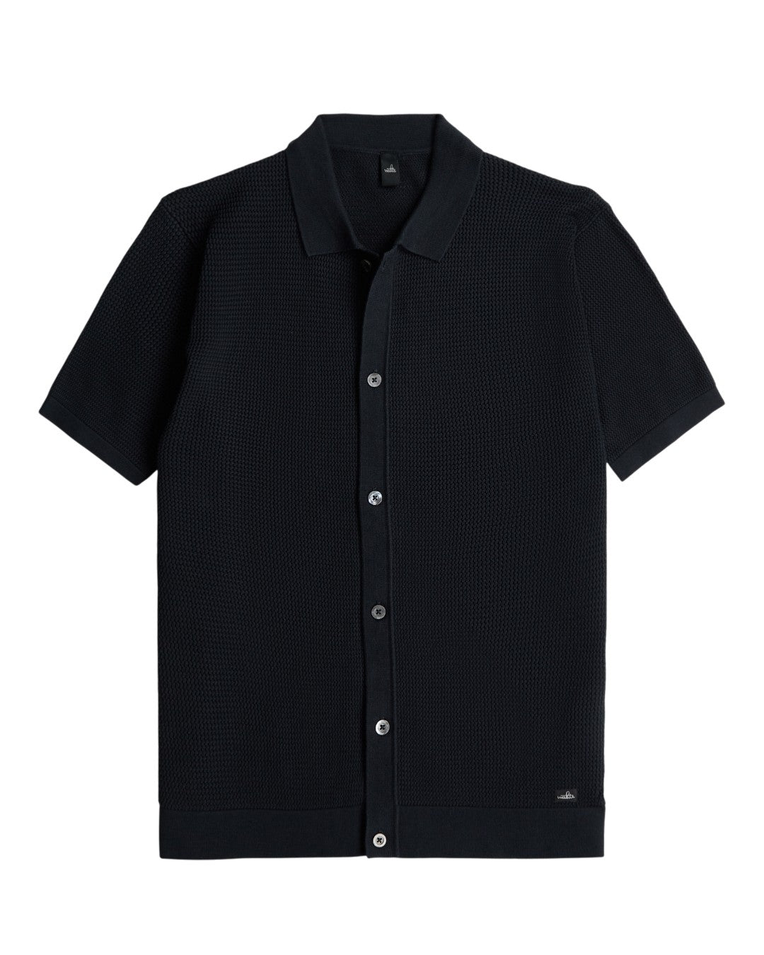 Night Blue Knitted Combed Cotton Structured Polo