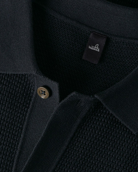 Night Blue Knitted Combed Cotton Structured Polo