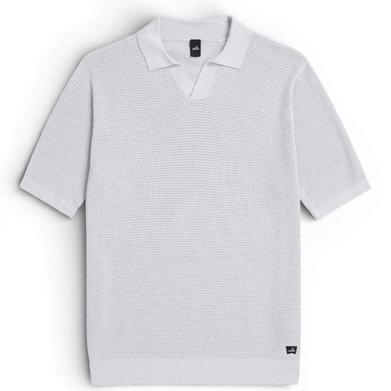 Stone Grey Fenton Combed Cotton Structured Knitted Polo