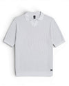 Stone Grey Fenton Combed Cotton Structured Knitted Polo