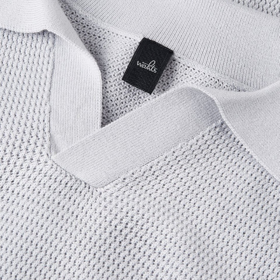 Stone Grey Fenton Combed Cotton Structured Knitted Polo