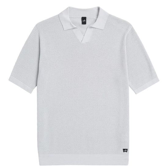 Frost Blue Fenton Combed Cotton Structured Knitted Polo