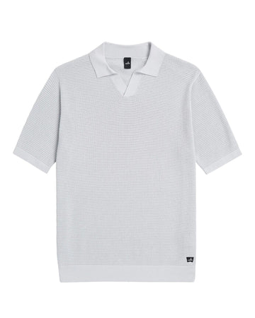 Frost Blue Fenton Combed Cotton Structured Knitted Polo