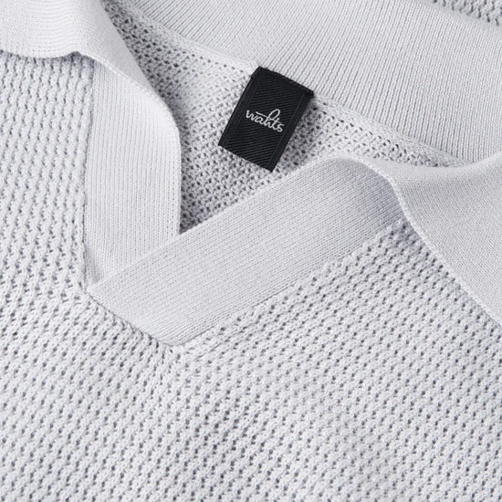 Frost Blue Fenton Combed Cotton Structured Knitted Polo