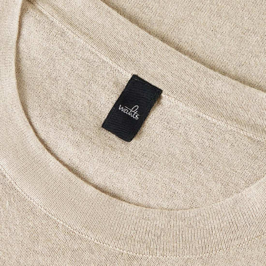 Dark Stone Beige Melange Wade Cotton Linen Knitted T-shirt
