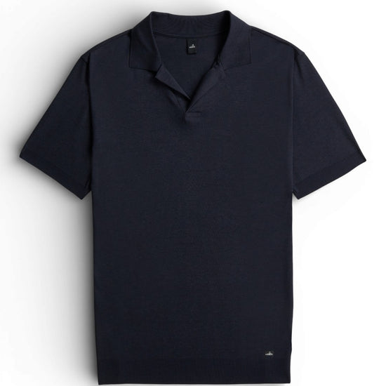 Deep Navy Daley Luxury Jersey Open Collar Polo