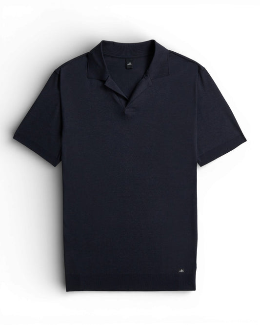 Deep Navy Daley Luxury Jersey Open Collar Polo