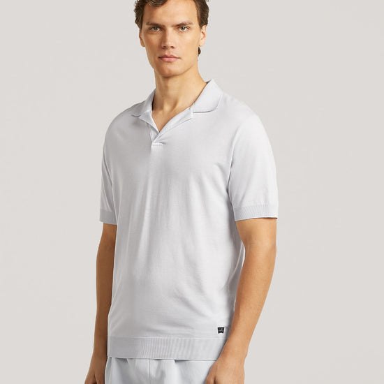 Frost Blue Daley Luxury Jersey Open Collar Polo