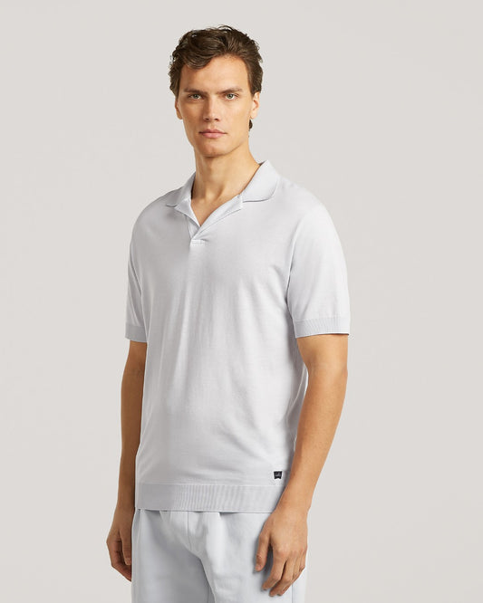 Frost Blue Daley Luxury Jersey Open Collar Polo