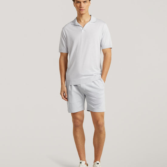 Frost Blue Daley Luxury Jersey Open Collar Polo