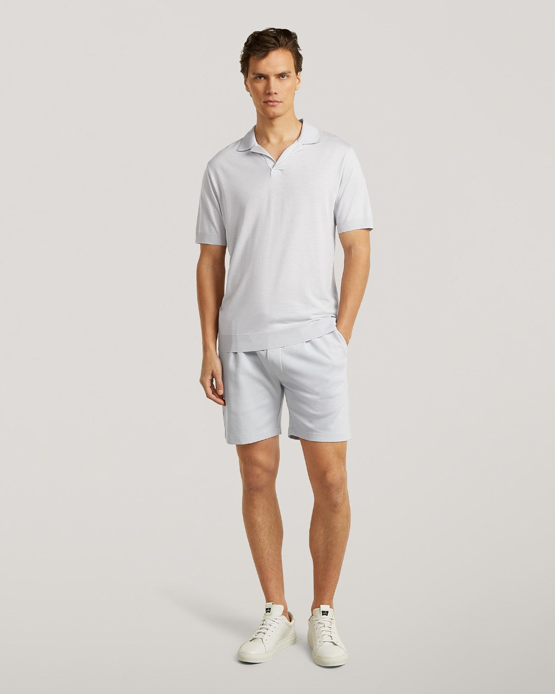 Frost Blue Daley Luxury Jersey Open Collar Polo