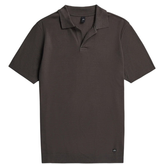 Dark Brown Daley Luxury Jersey Open Collar Polo