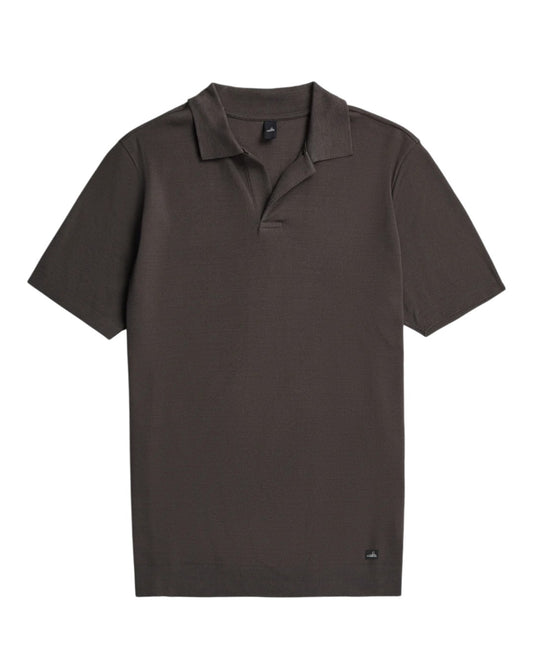 Dark Brown Daley Luxury Jersey Open Collar Polo