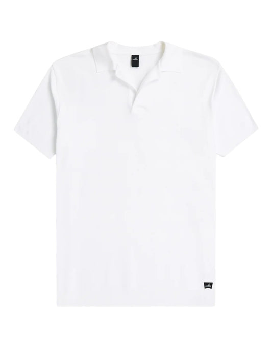 Pure White Daley Luxury Pique Open Collar Polo