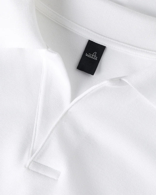 Pure White Daley Luxury Pique Open Collar Polo